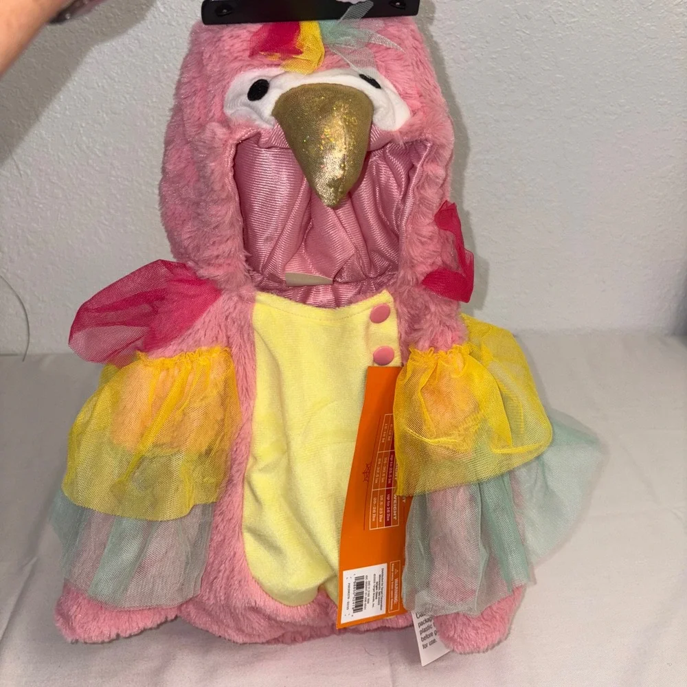 Hyde and Eek Boutique Baby Parrot Costume‎ 0-6 Months Pink Yellow  Green Tulle